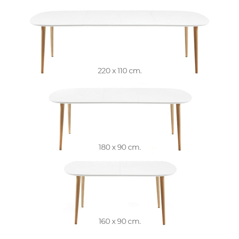 Mesa de comedor Feliz, laca blanca